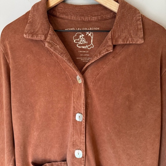 Michael Leu Collection Lightweight Soft Tan Brown Shell Button Cardigan Sz M - Picture 3 of 8